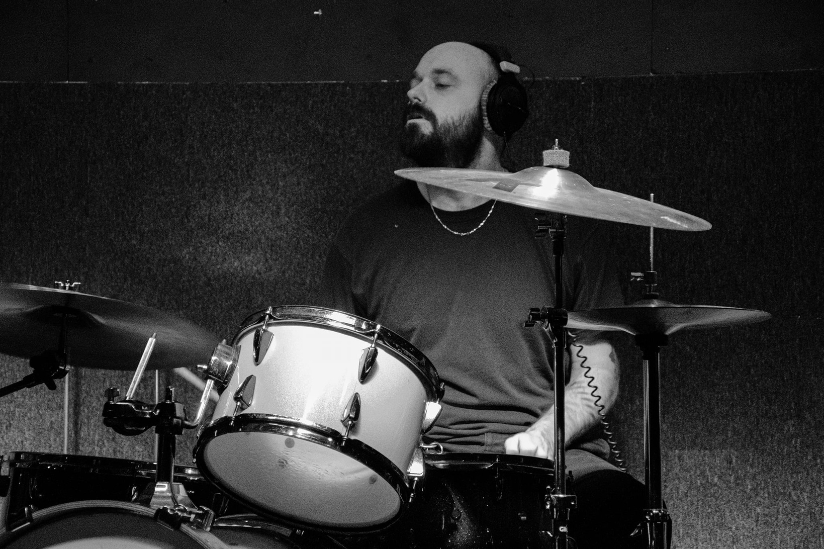 Robert Moutrey playing drums